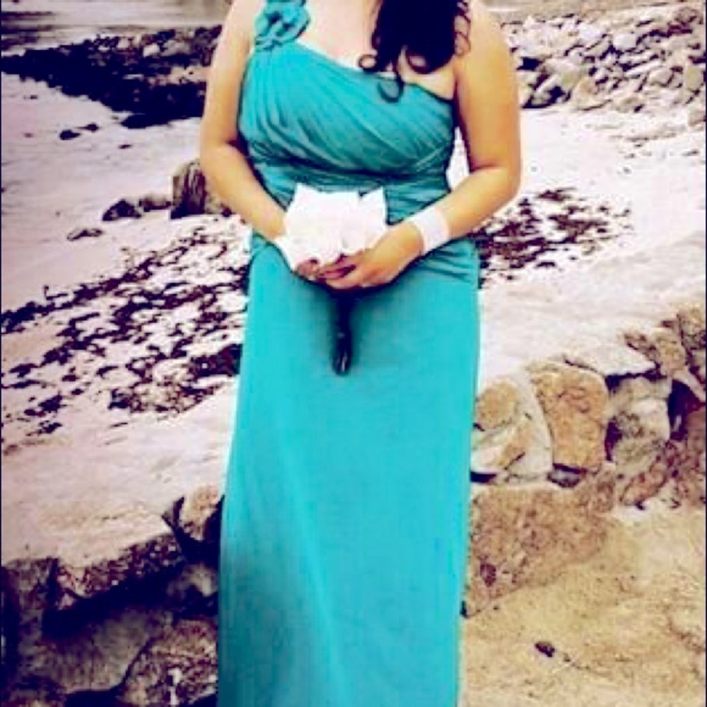 Dave’s Bridal Bridesmaid dress. One shoulder